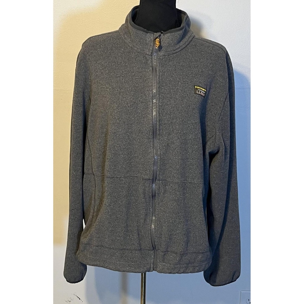 LL Bean Jacket Mens XL Gray Fleece Full Zip Stand Collar Outdoor Item 504674